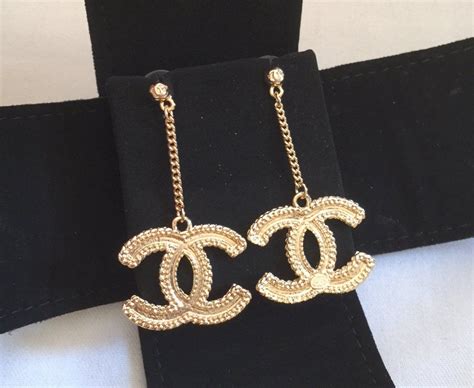 chanel drop chain earrings|pre owned chanel earrings.